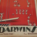 Old advertising poster lithographed Bergougnan Tires