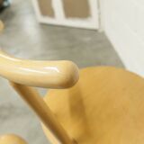 Set of 3 minimalist chairs in light wood, 1980s Italy