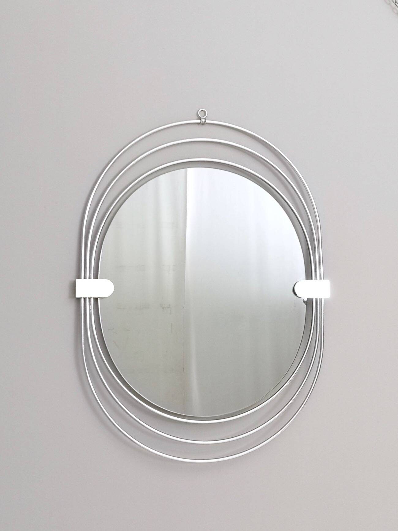Smoked Wall Mirror with a Triple Chrome-Plated Metal Frame, Italy
