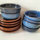 Vintage blue bowl mix & match set – country breakfast spirit