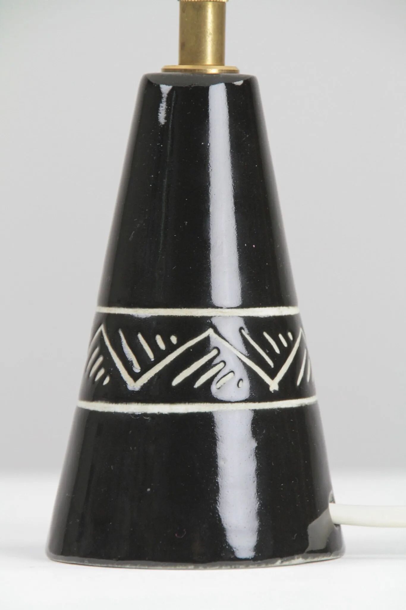 Black ceramic table lamp with sgraffito detail, Scandinavia, 1960s/1970s