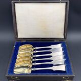 Series of 6 large solid silver spoons Hamburg Hess Germany dated 1869
