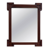 French Art Deco Oak Mirror with Stepped Architectural Frame, circa 1935