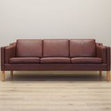 Brown leather sofa, Danish design, 1970s, production: Denmark