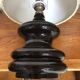 Old Brown Molded Glass Lamp + Beige Lampshade 70's Vintage #A832