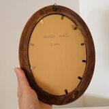 Miroir ovale cadre en bois doré 22 X 17 X 2 cm.