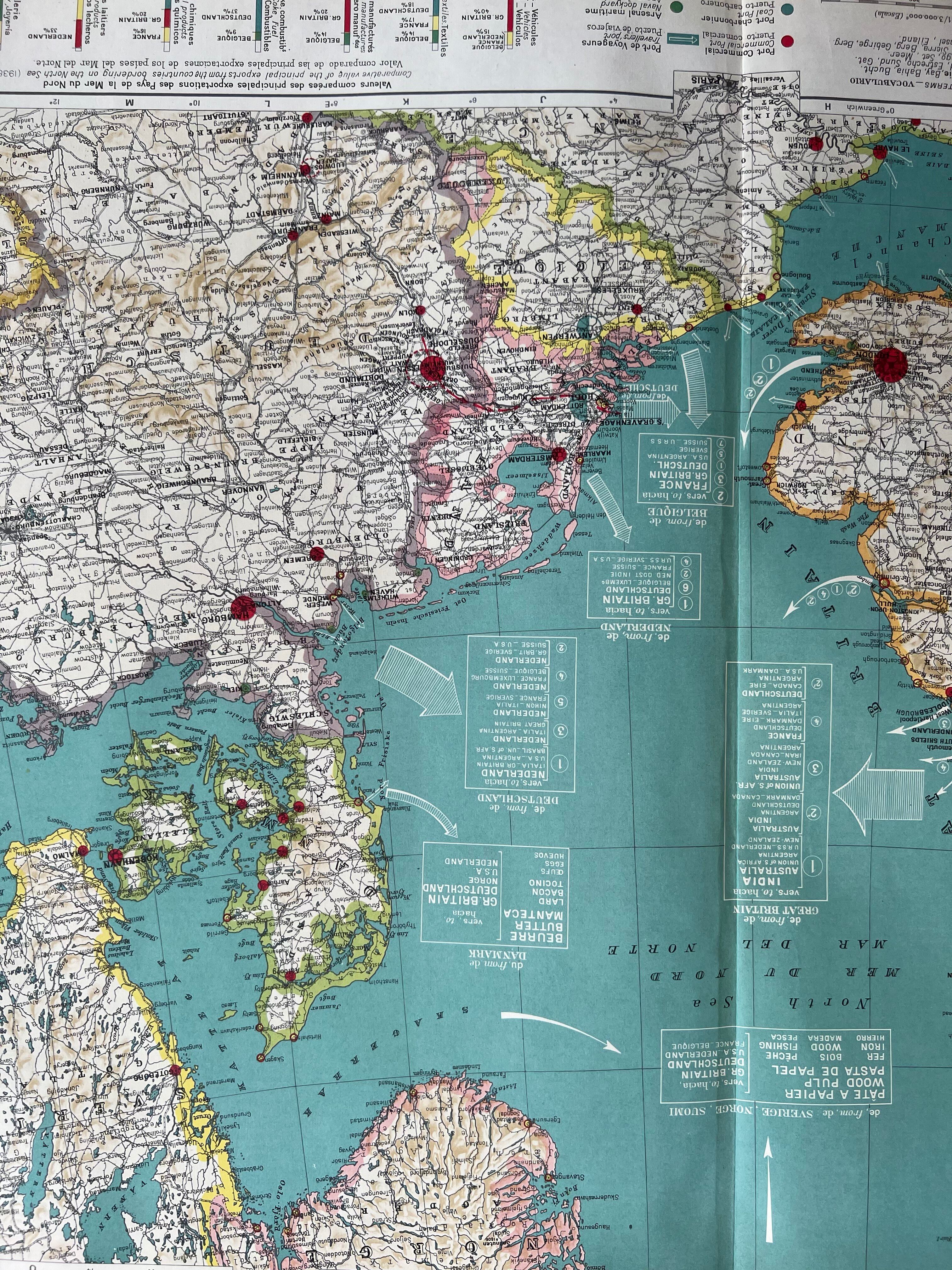 Old map of the North Sea — Trade routes | Great Britain, Al