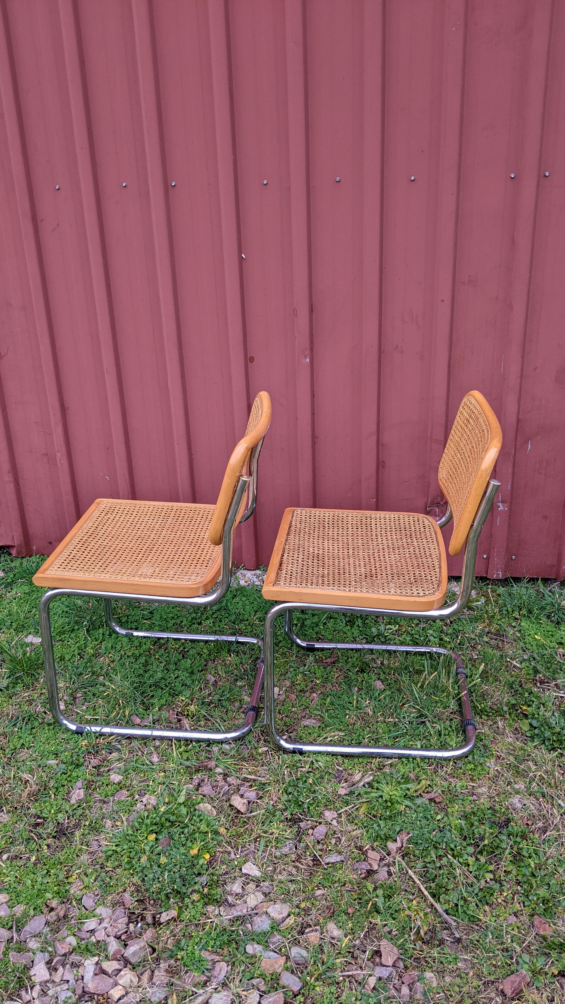 Duo of chairs B.32  cesca by Marcel Breuer