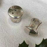 Duo salière et poivrier en forme de champignon en métal argenté