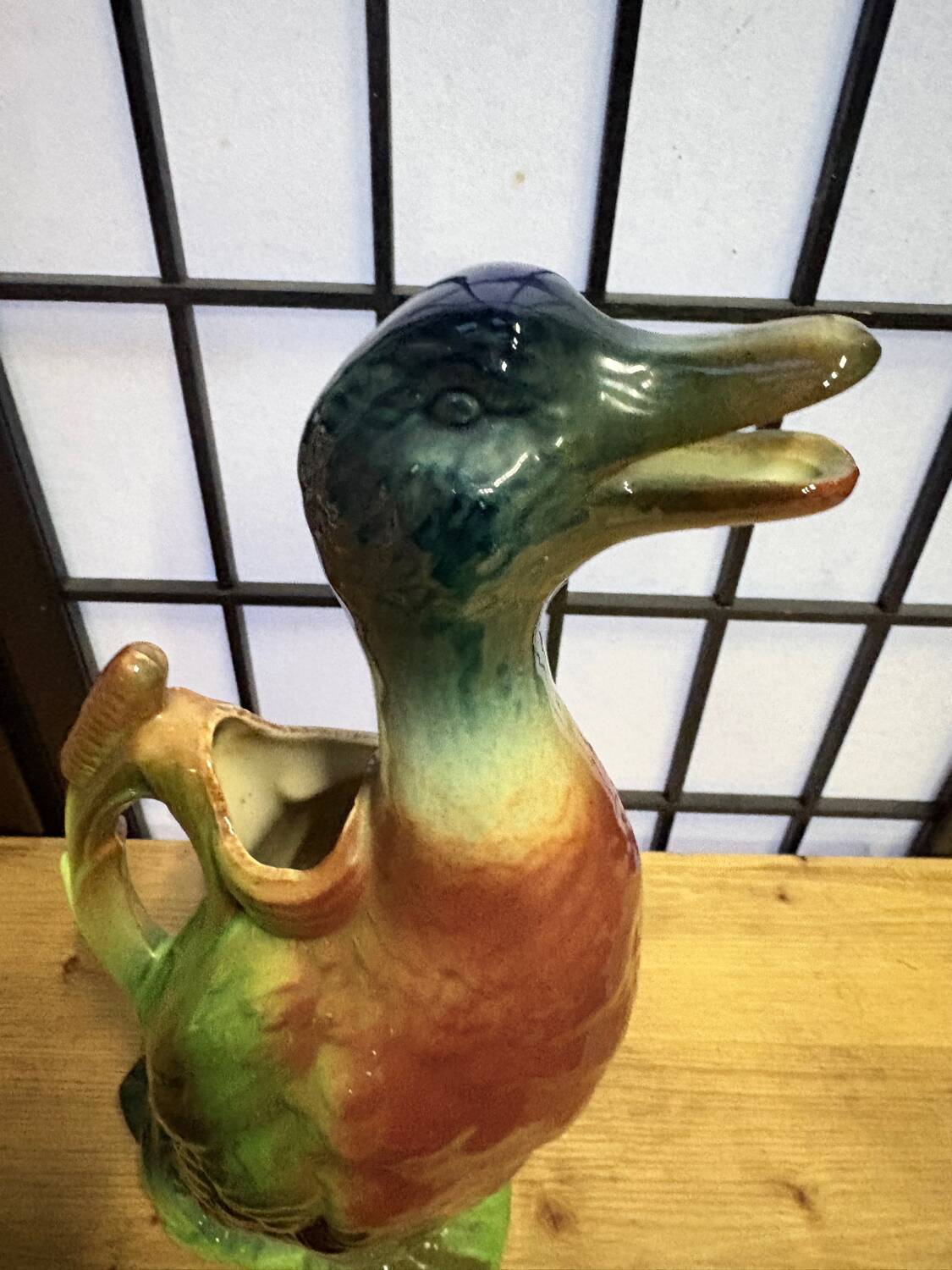 Glazed ceramic duck jug – St Clément – France