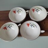 Set of 4 vintage coffee cups Sarreguemines Digoin France opaque real joel model