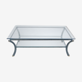 Vintage coffee table, metal and glass, Pierre Vandel