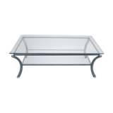 Vintage coffee table, metal and glass, Pierre Vandel