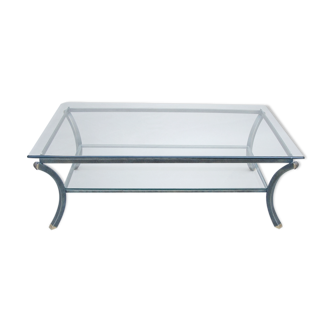 Vintage coffee table, metal and glass, Pierre Vandel