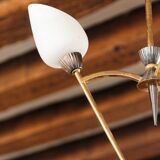 60s chandelier, brass and opaline