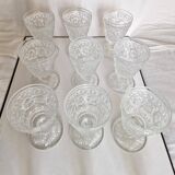 12 Charles X arabesque style violet glasses on foot