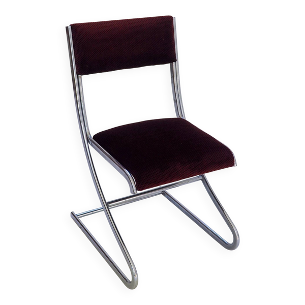 Chaise de salle à manger en chrome tubulaire des années 70