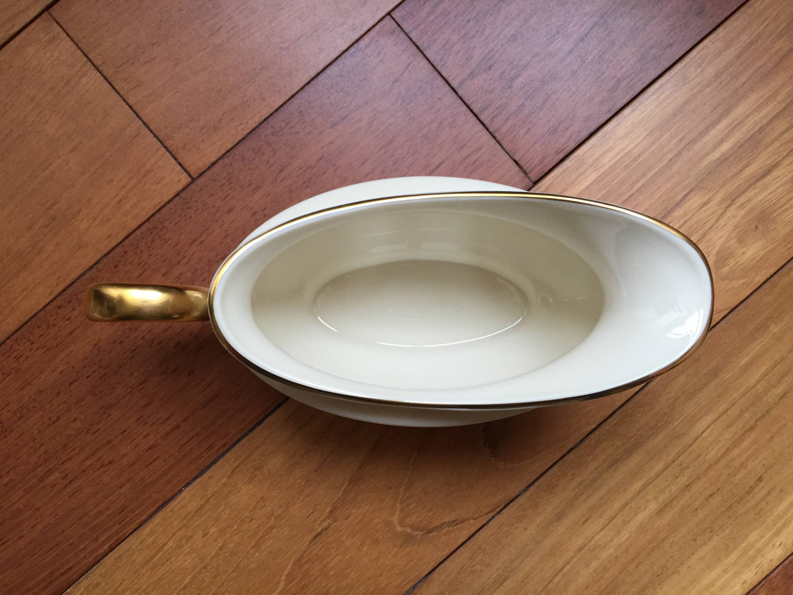 Saucière 23 cm Porcelaine Ivoire & Dorée Lenox