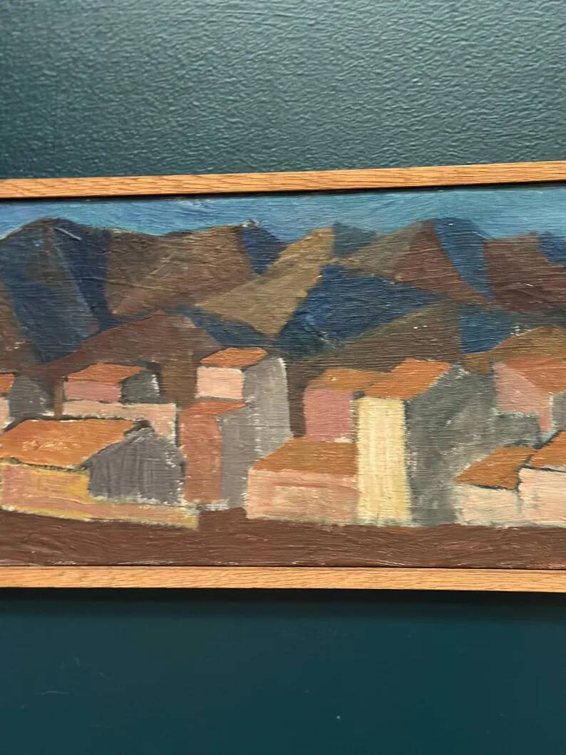 Swedish Oil on Canvas "Urban Landscape" by Johan Lundgren, Framed