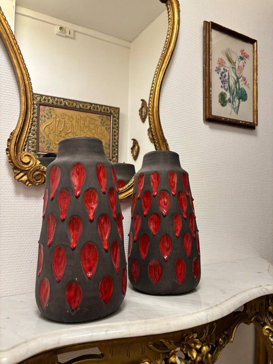Pair of "drippy" ceramic vases by Tyson LONDON