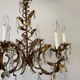 Vintage gold leaf crystal chandelier with 6 lights, 1950s.