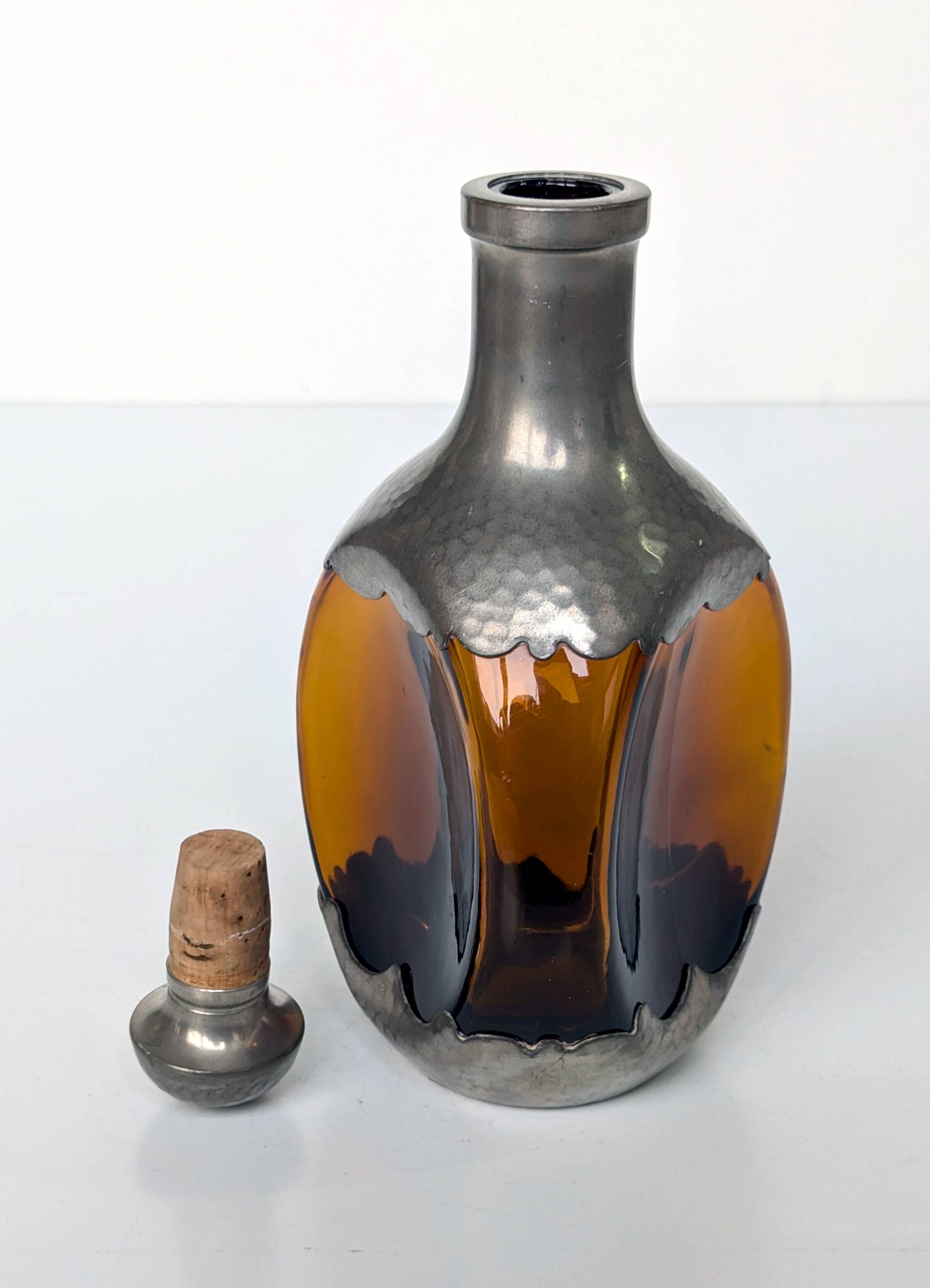 Decanter, carafe, amber bottle - pewter, glass - ZEISTER PEWTER