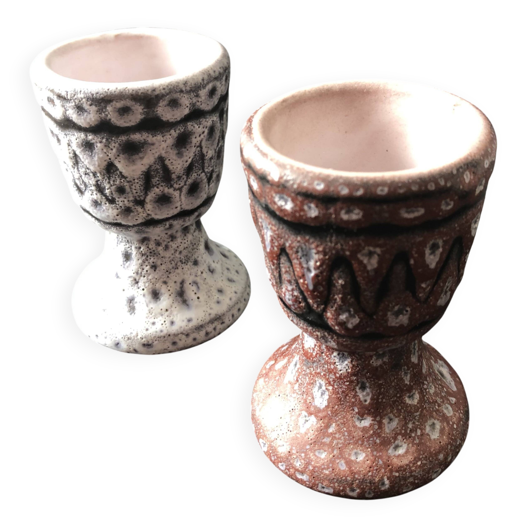 Pair of ceramic egg cups by Jean Austruy
