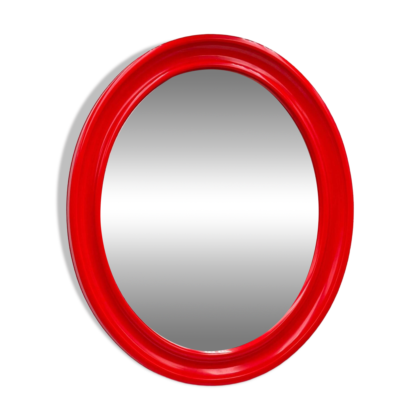 Miroir ovale en bakélite rouge de Carrara & Matta, Italie, années 1970