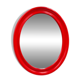 Miroir ovale en bakélite rouge de Carrara & Matta, Italie, années 1970