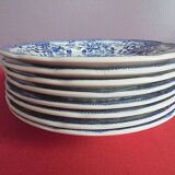 Lot 8 old flat plates Ironstone Tableware Underglaze blue patterns