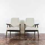 Paire de fauteuils beiges vintage 1960
