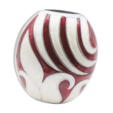 Red and white metal vase