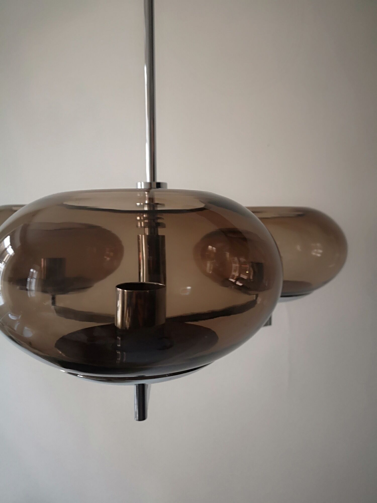 suspension in chrome and smoked glass from Sciolari, italy 1970