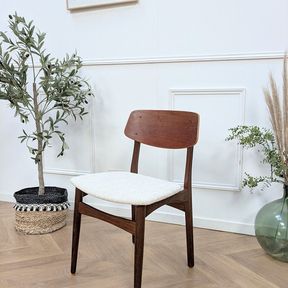 Chaises scandinave teck & tissu