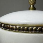 Alabaster and bronze bonbonnière in Empire style, circa 1900-1930.