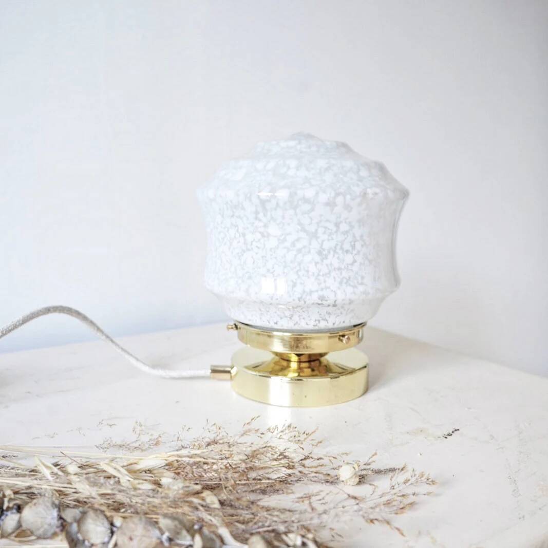White Clichy glass table lamp