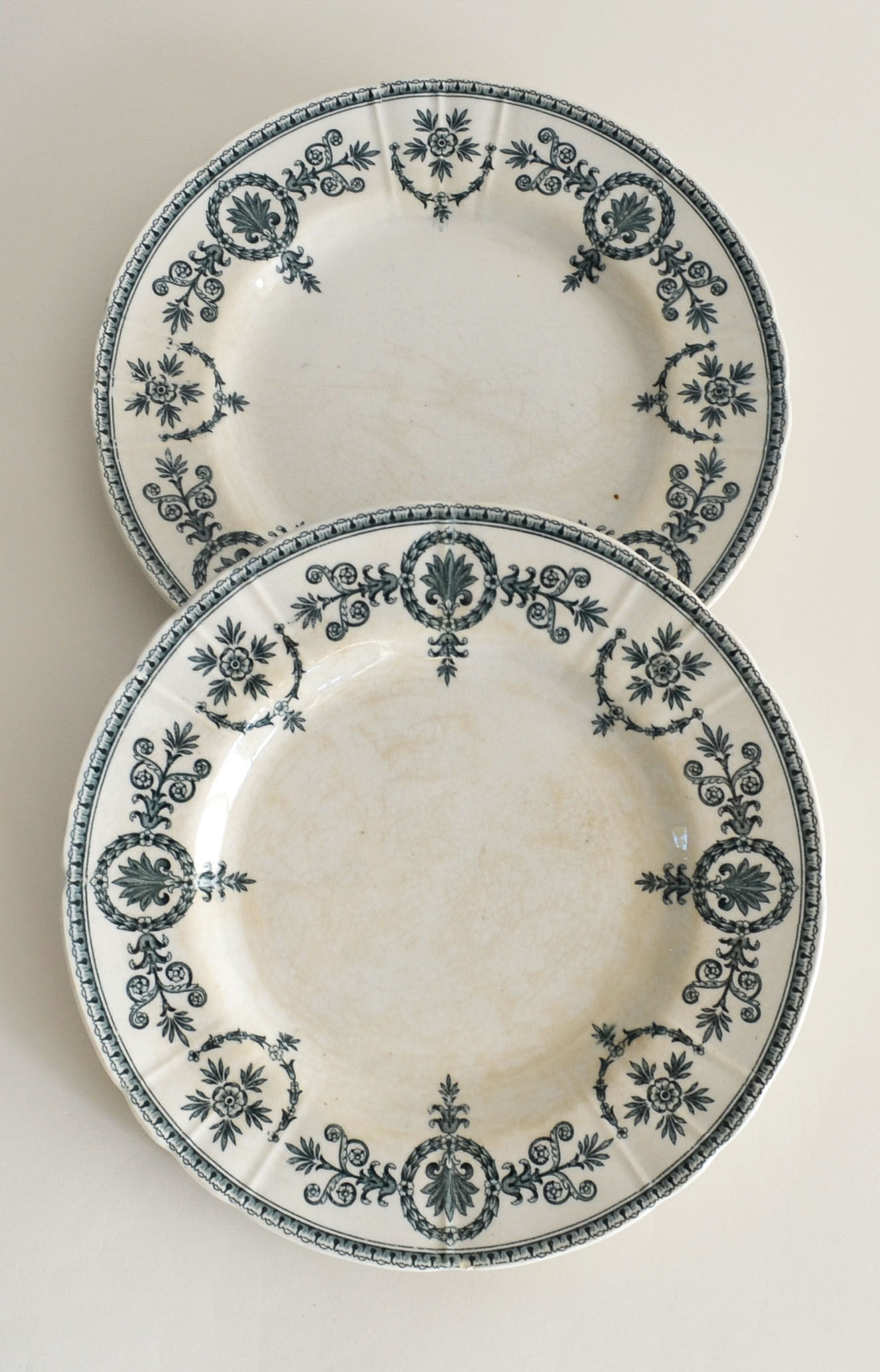 Two flat plates iron earth opaque porcelain by Gien Malmaison