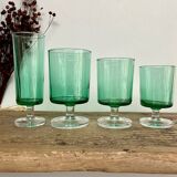 6 small emerald green LUMINARC glasses