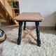 Table basse vintage chêne brut et noir