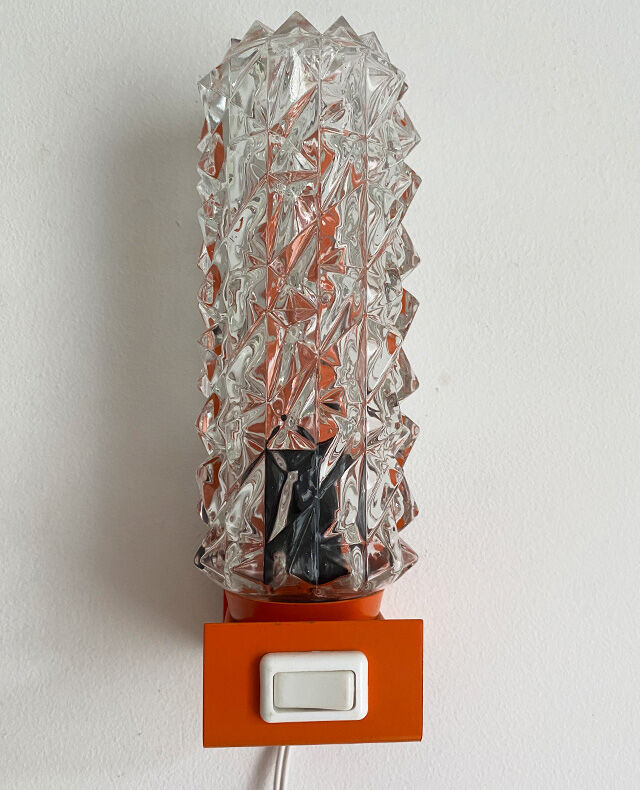 Lamp / wall lamp metal orange diamond globe 70s