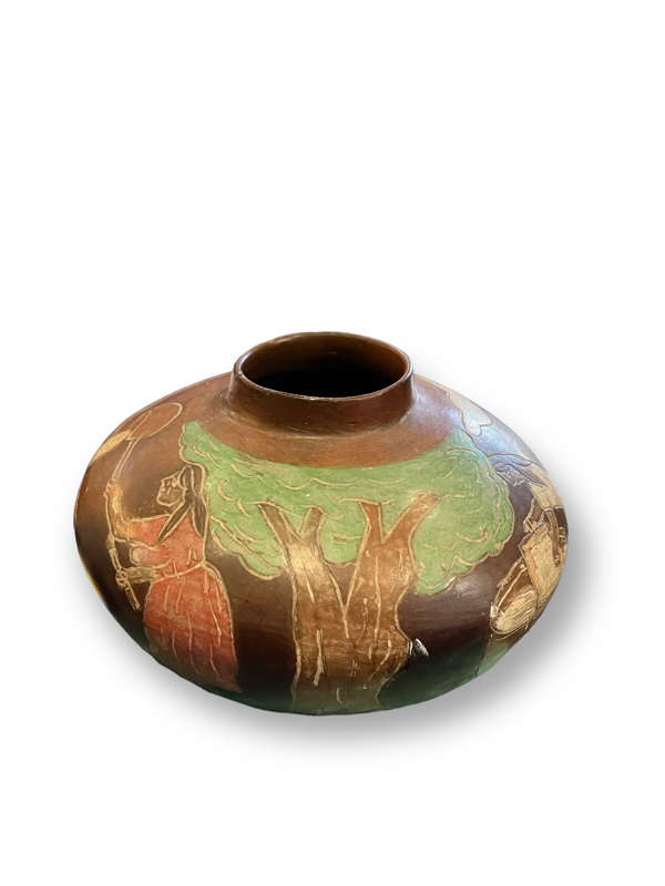 Vase péruvien en terre cuite polychrome