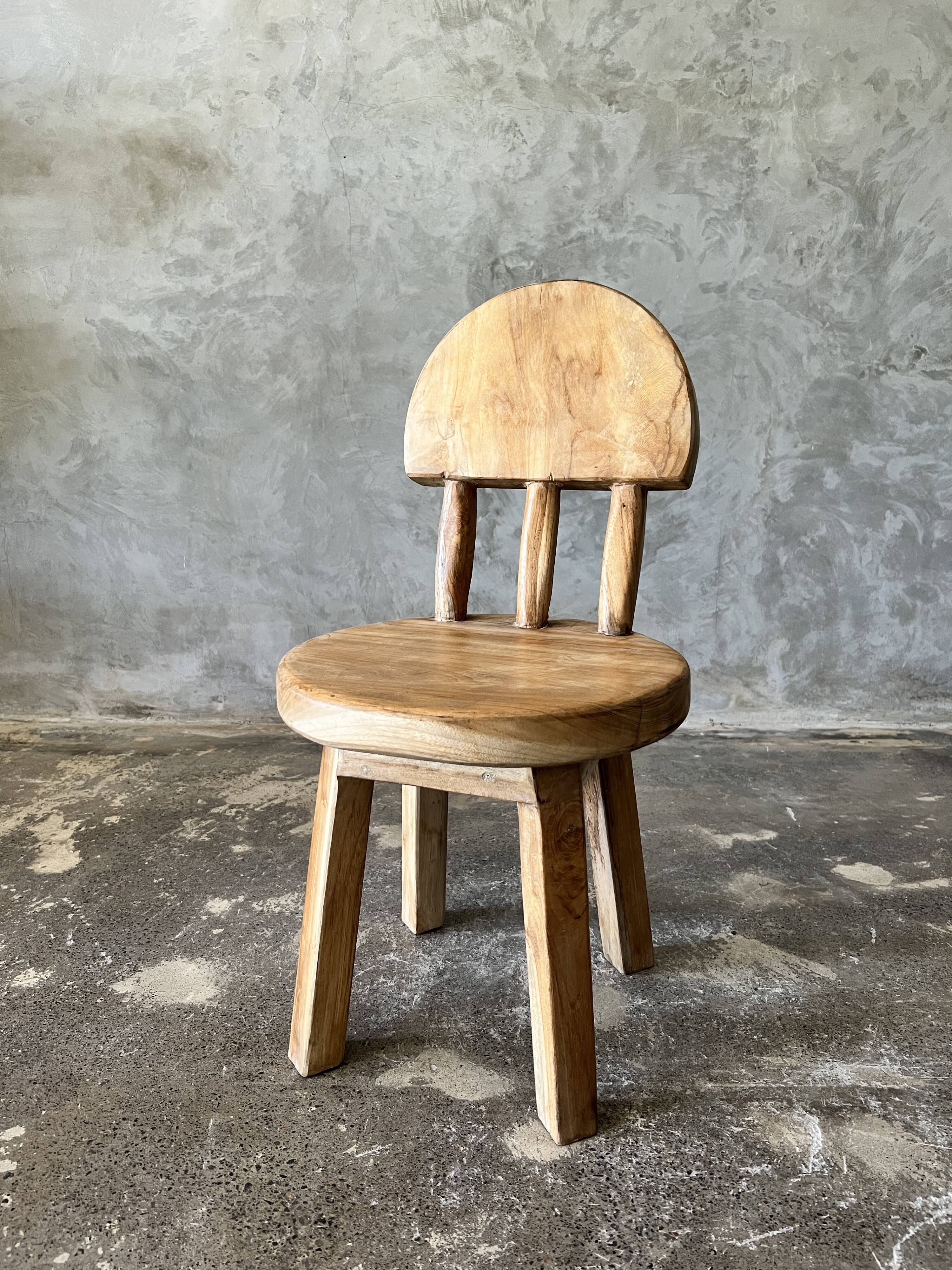 Small child's chair in natural blond teak back with three bars