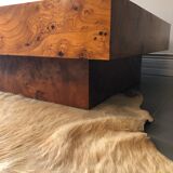 Vintage walnut magnifying glass coffee table