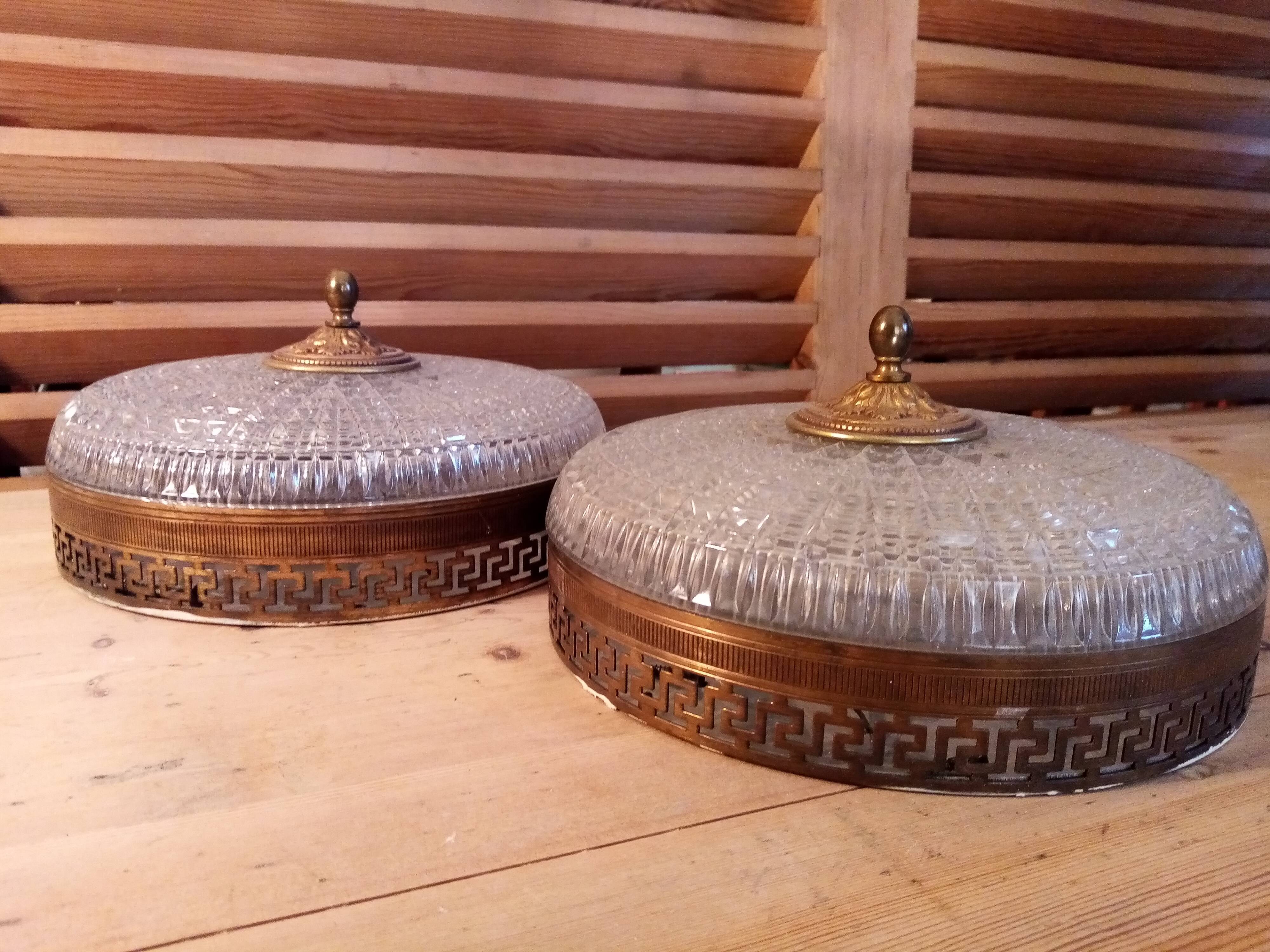 Pair of crystal ceiling lights