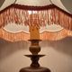 Bedside lamp foot round metal and lampshade pagoda silk pink