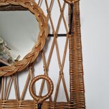 Woven wicker coat rack