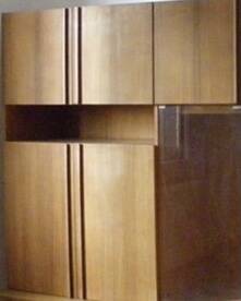 Wooden dressing room, vintage Scandinavian wooden bookcase