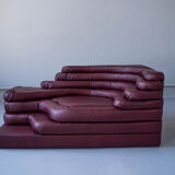 Terrazza Landscapes in Burgundy Leather by Ubald Klug for de Sede, 1970s, Set of 4
