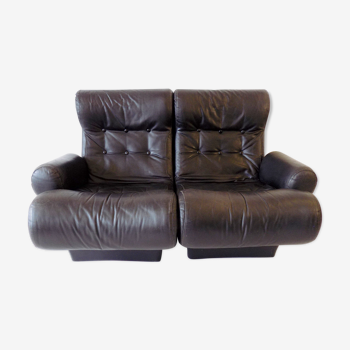 Otto Zapf sofalette leather lounge chair set 2 seater