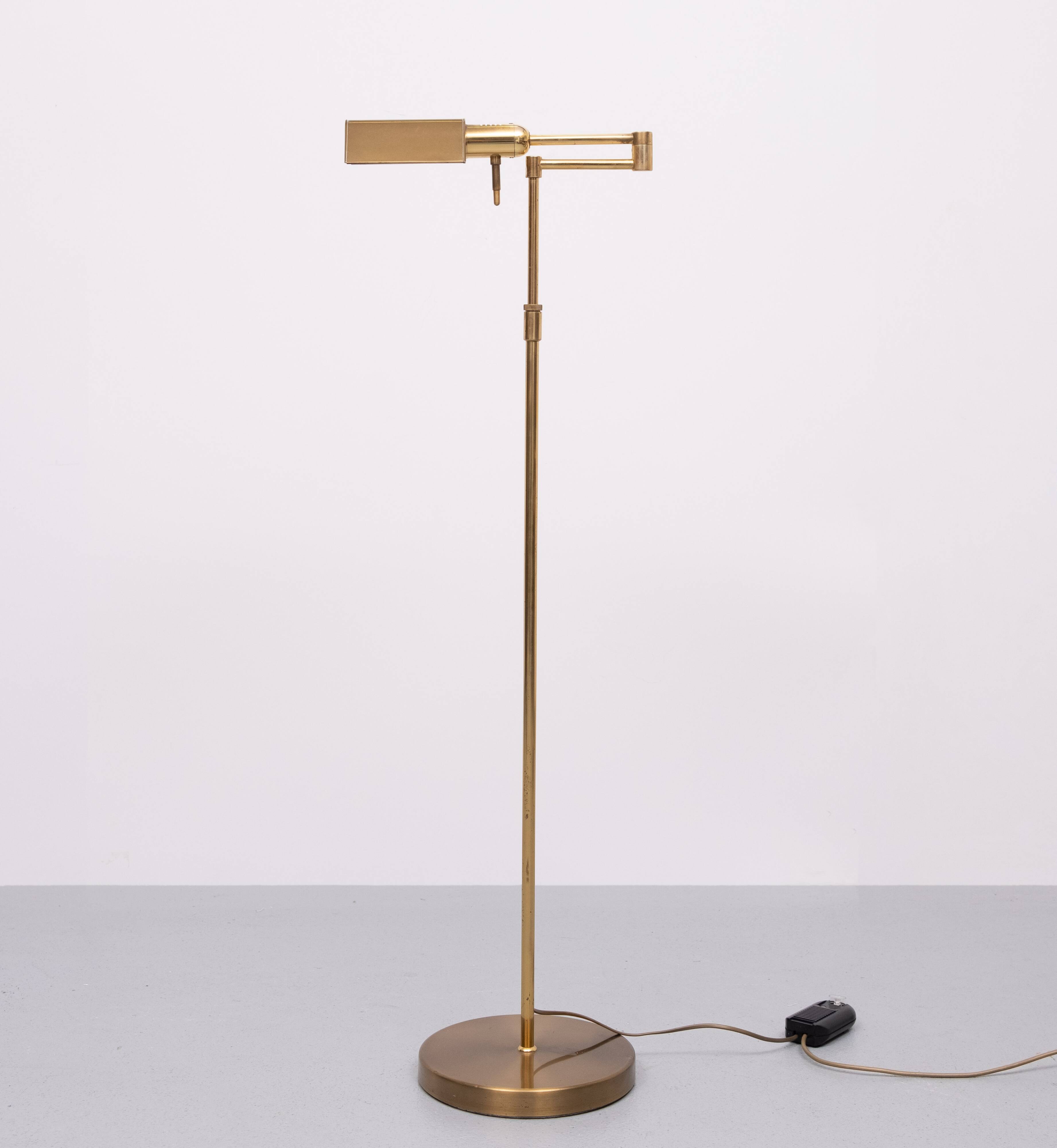 Herda Brass halogen swing arm Floor lamp 1980s
